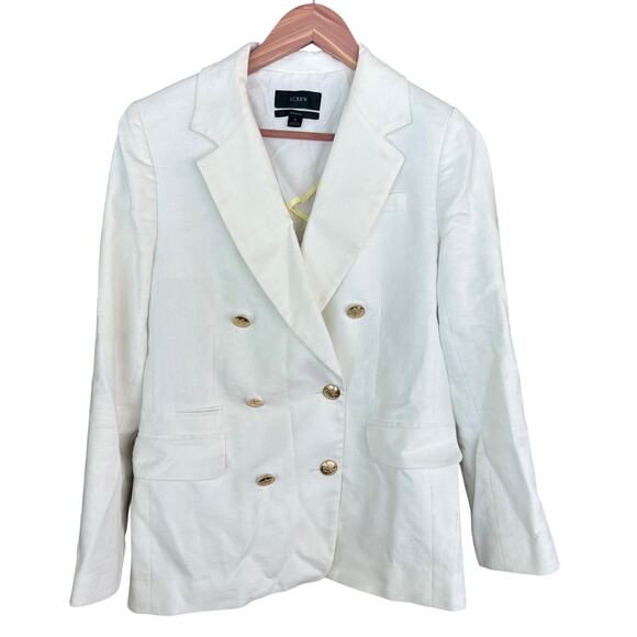 J Crew Bristol Linen Blazer 4 White Double Breasted Jacket AW081 J.Crew Nautical - Picture 5 of 10